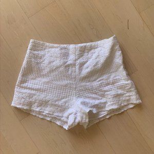 White Seam Patterned Shorts